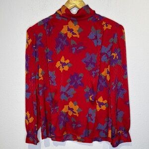 Laura and Jayne vintage retro long sleeve blouse with shoulders pads size 10